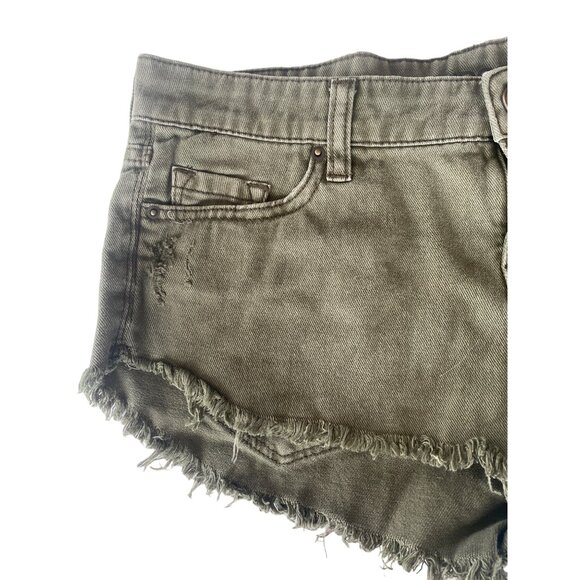 Urban Outfitters BDG Low Rise Dolphin Denim Shorts Olive Army Green - 27 - Picture 8 of 8